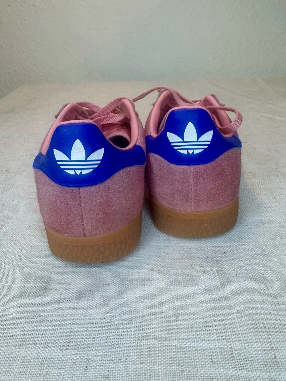 adidas Kids Pink Gazelle Suede Sneakers with Blue Stripes